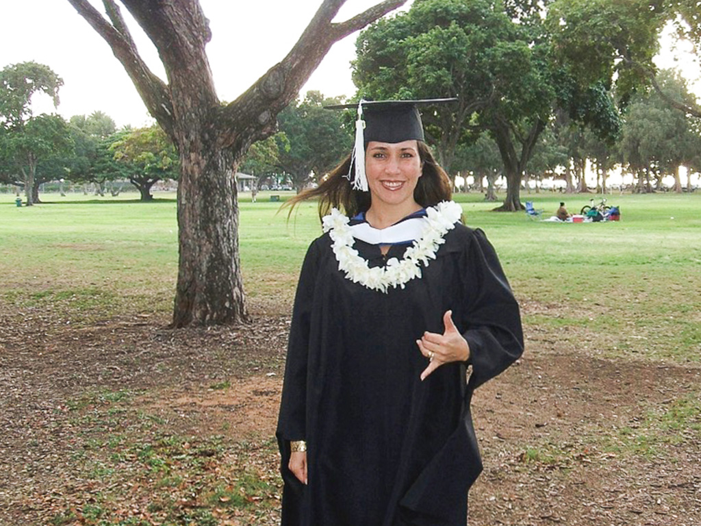 HPU alumna Courtney Sugai graduated with a Master of Arts in Diplomacy and Military Studies degree