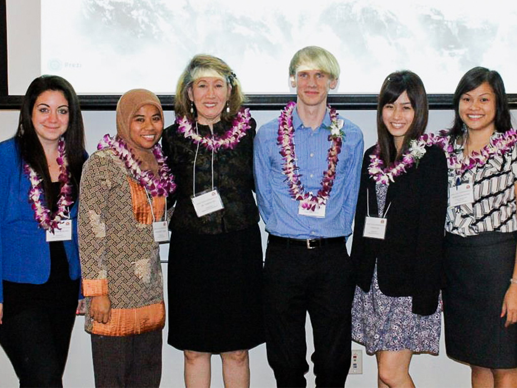 Yukiko Oki (second from right) at a TESOL conference in 2014 where she presented with an HPU professor and classmates