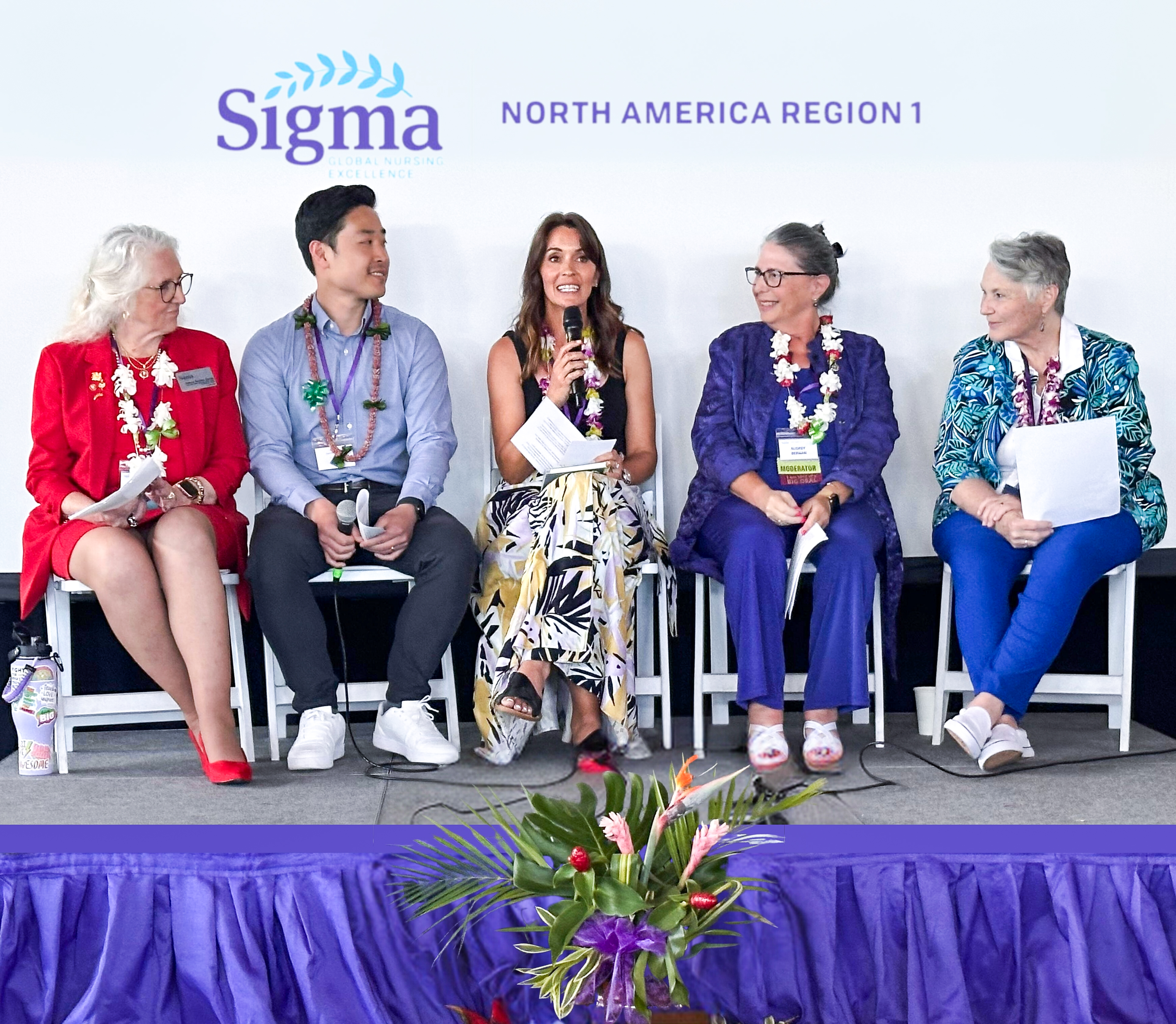 Jessica Nishikawa (center) speaking at one of the leadership panels she participated in at the Sigma conference