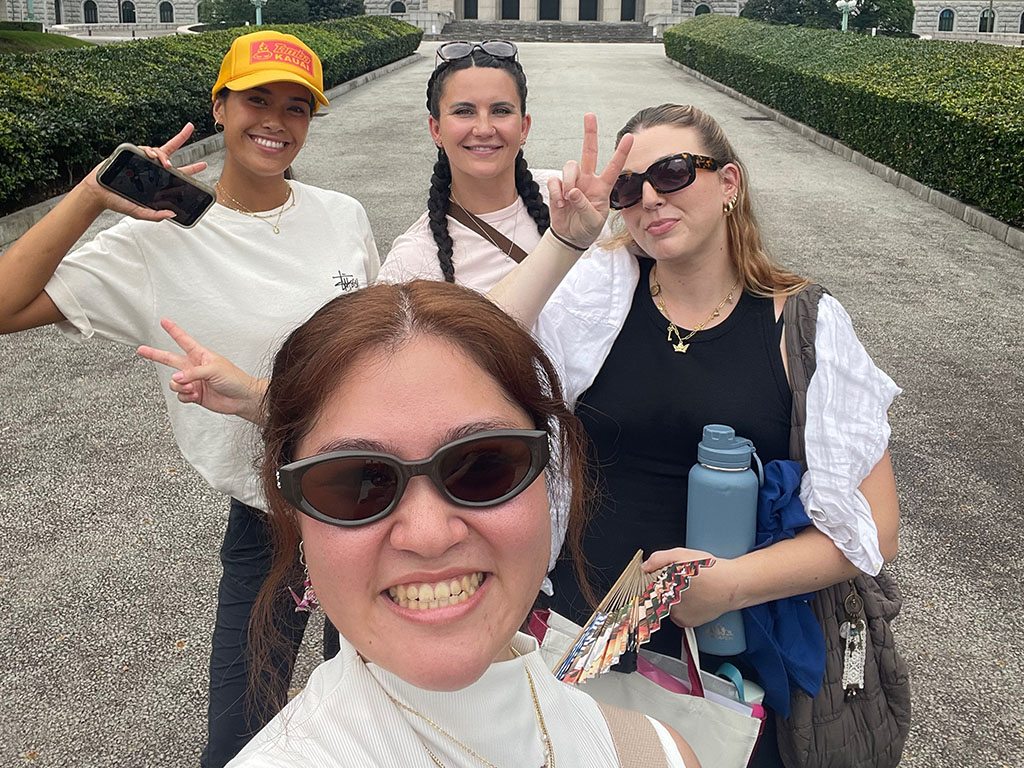 (Left to right): Halo Yoshiki, Brooke Rathe, Ashley Wright, Mia Takahashi. The group toured Japan's National Diet Building, where the House of Representatives and Councillors are held