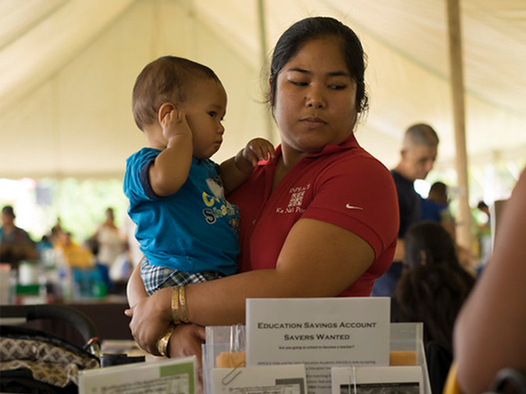 Saydee Pojas representing the Ho'ala at INPEACE program at a community outreach event