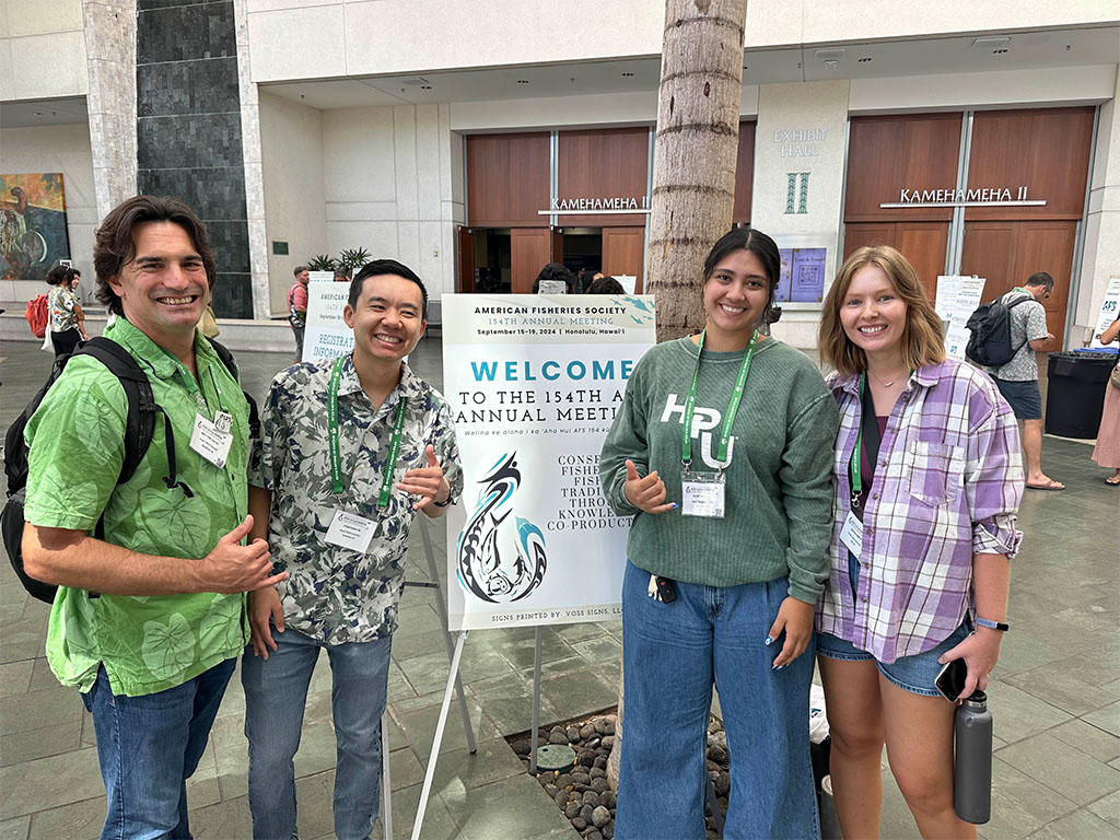 Left to right: Matthew Iacchei Ph.D., Jonathan Lin (attended), Alondra Reyes, and Sophia Samus