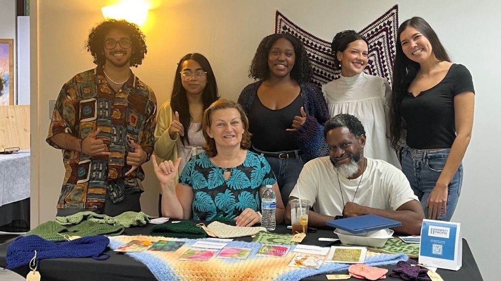 Left to right, standing: Yusuf Alnajjar, Izavelle Martos, Saadiya Patrick, Anneliese Gallimore, Safana Boutahiri. At the table: Alla Parsons, Bonner Dynell