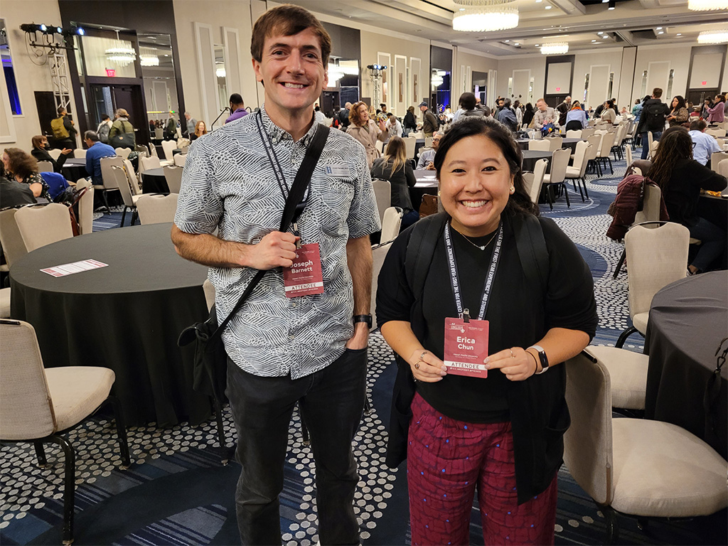 Joseph Barnett and Erica Chun presented on 'Mixed-Methods Evaluation of a First-Year Seminar's Impact on Student Success' in New Orleans