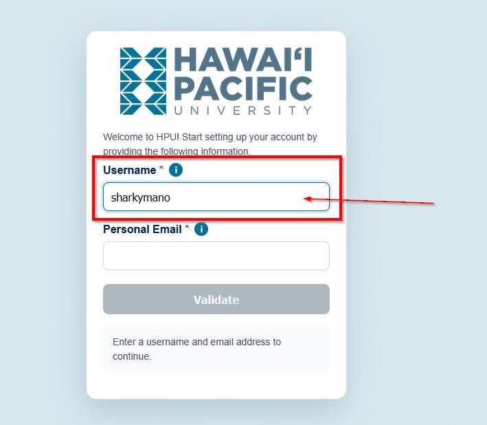 Username field filled in with the example username sharkymano, highlighted with a red box.