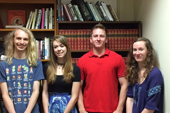 Winners of the HPU Short Script Contest: Dustin Connis, Hannah Smith, Liam Reddy, and Meghan Vincent