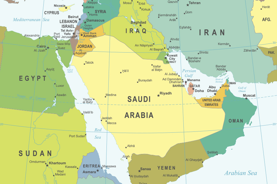 map of middle east and israel